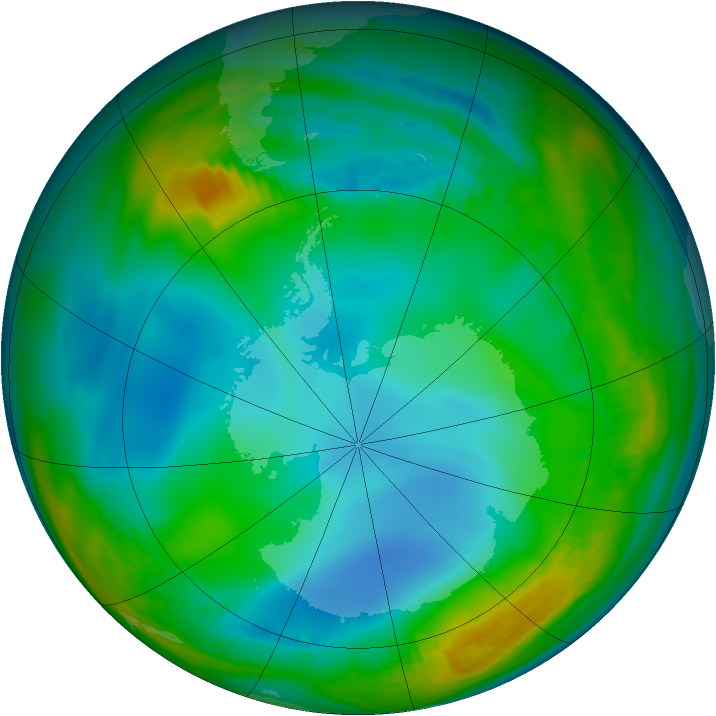 Antarctic ozone map for 19 June 1983
